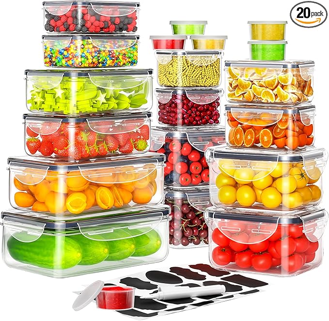 Stackable Pantry Bin - Juego de 40 Contenedores Herméticos para