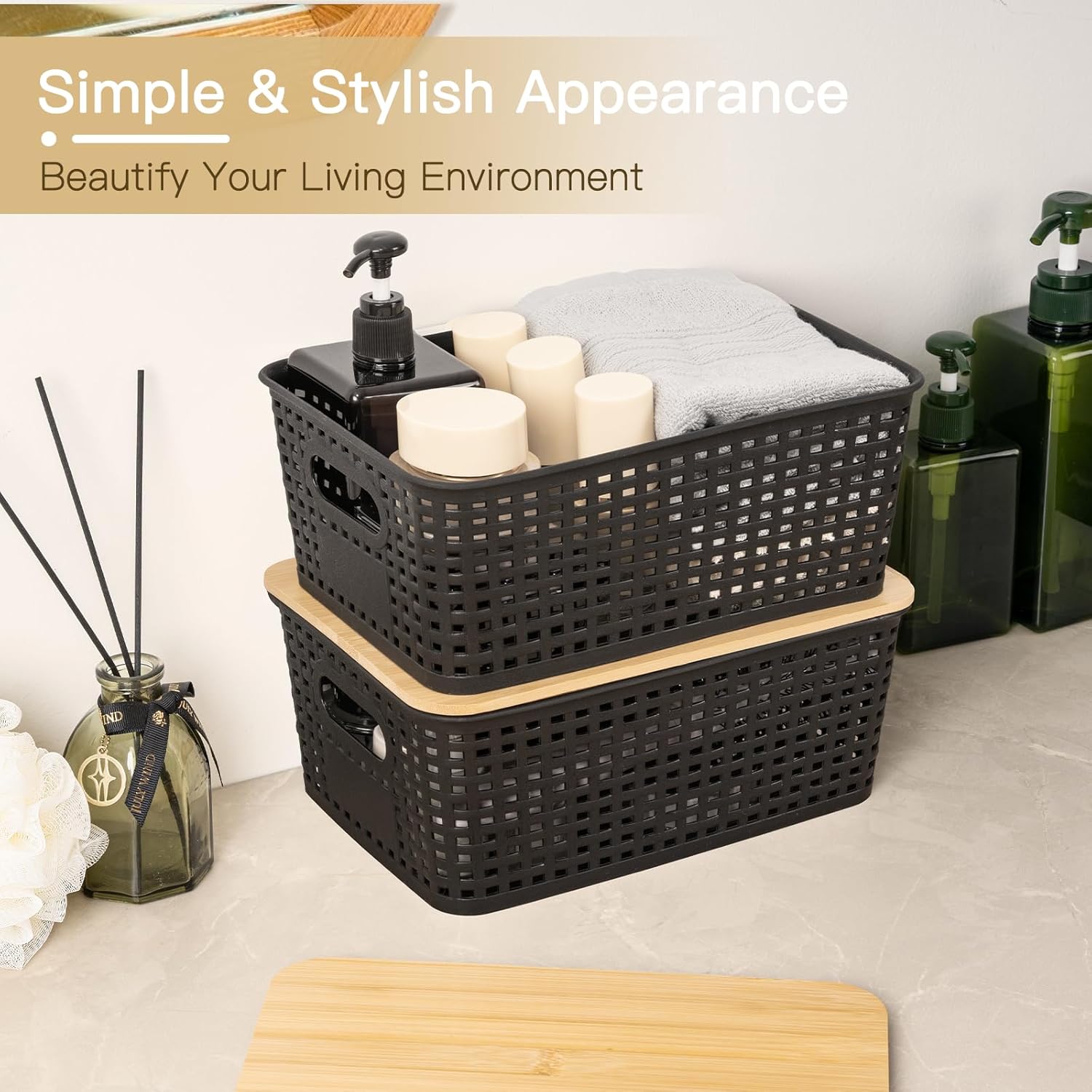 Stackable Pantry Bin - Cestas de Almacenamiento de Plástico con