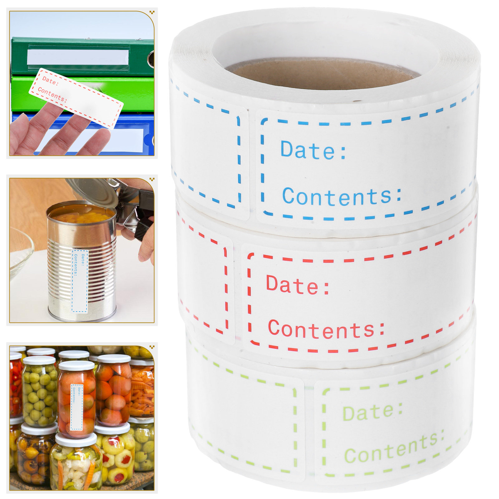 Food Storage Labels - 3 Rollos de Etiquetas Adhesivas para