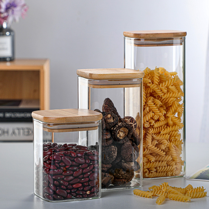 Latas de vidrio de bambú trans - Food Storage Glass reseña y precio