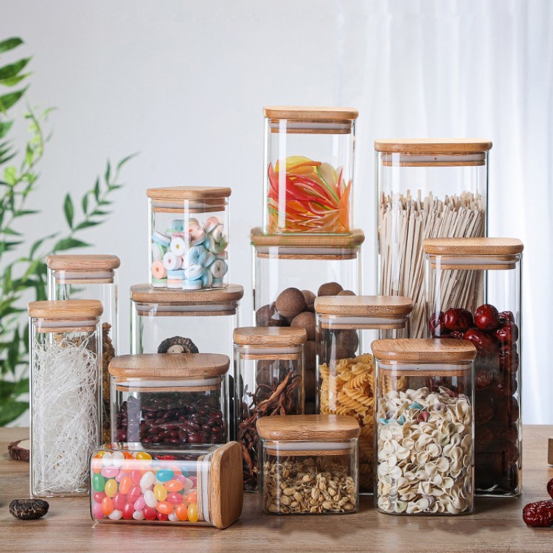 Latas de vidrio de bambú trans - Food Storage Glass reseña y precio